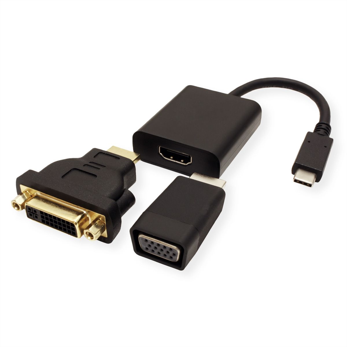 VALUE Display Adapter USB Typ C - VGA + HDMI + DVI