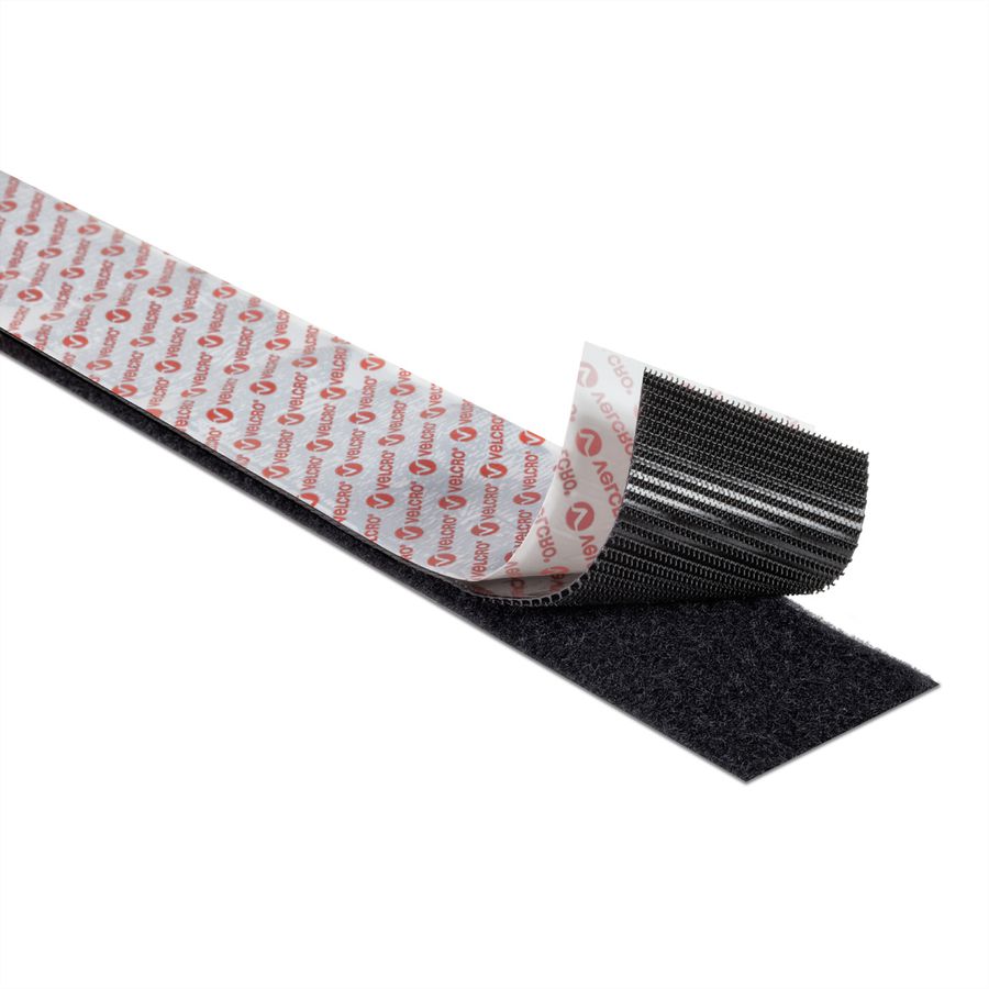VELCRO® Klettband Extra Stark Selbstklebend, Haken & Flausch 50mm x 1m Schwarz