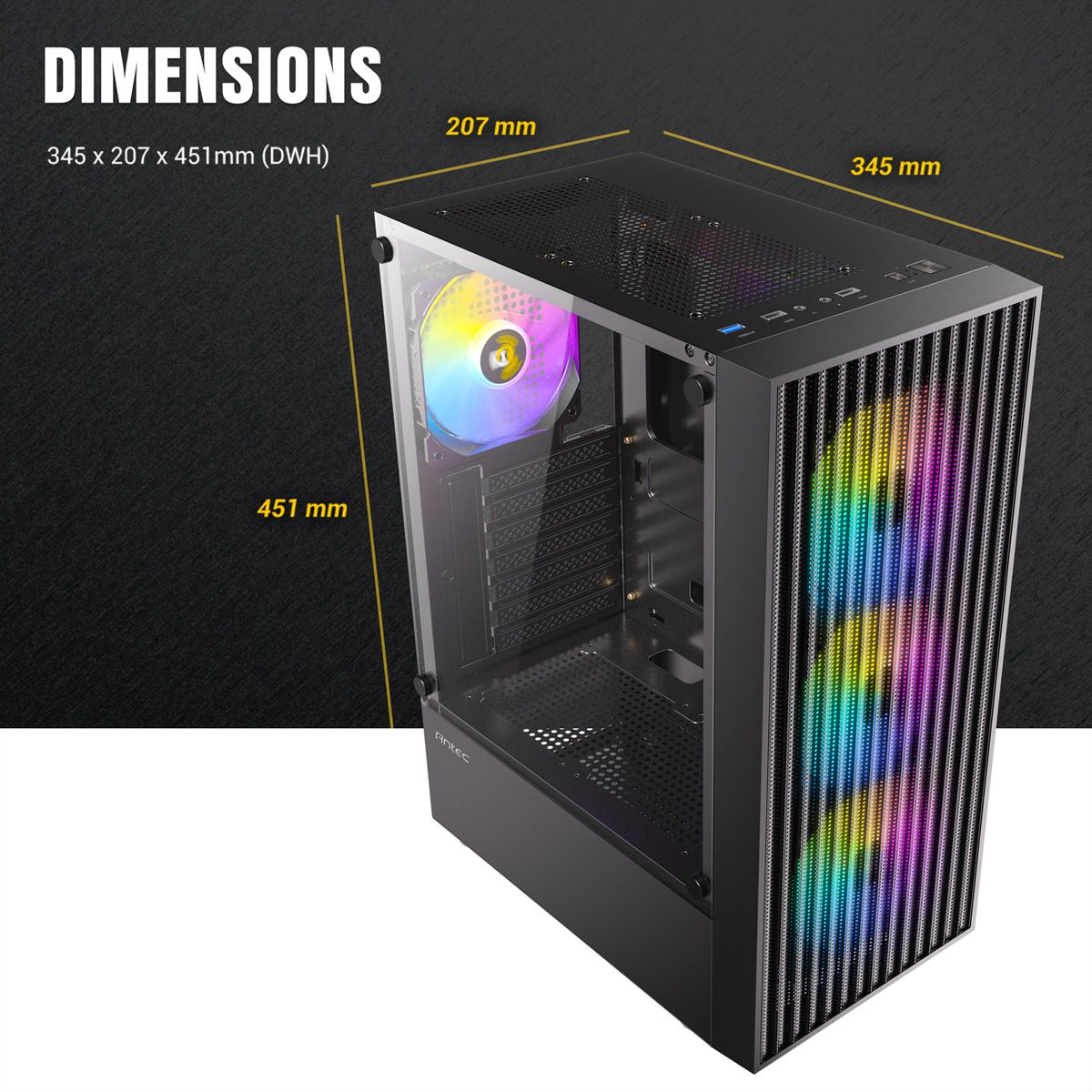 ANTEC AX27 RGB Elite PC Gehäuse Midi Tower Gaming ATX, schwarz