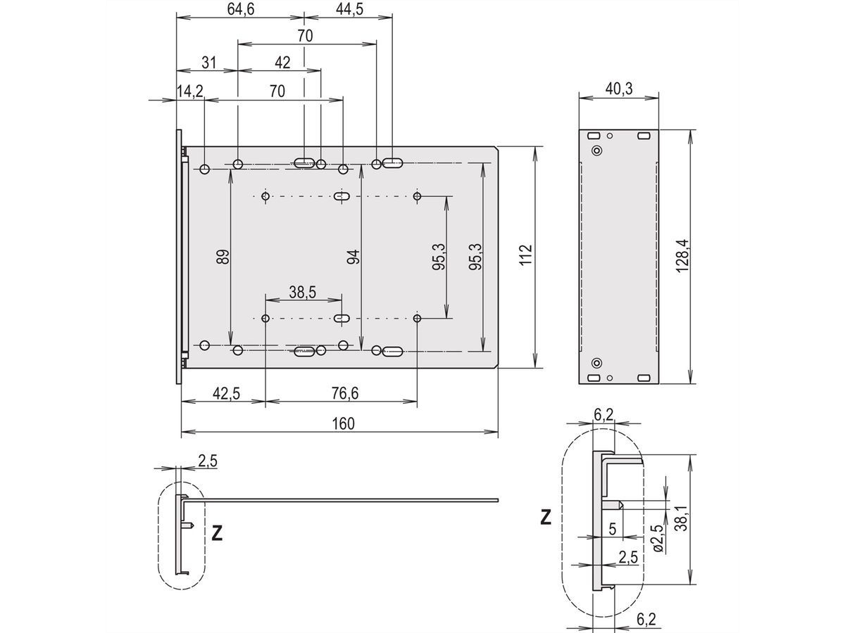 SCHROFF Laufwerkkassette mit U-Frontprofil geschirmt HD 1 x 3 1/2", 3 HE vertikal - LAUFWERKSKAS.3HE 8TE HD