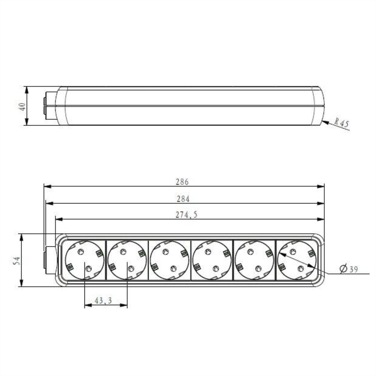 BACHMANN SELLY Steckdosenleiste 6x Schutzkontakt, weiß, 1,5 m