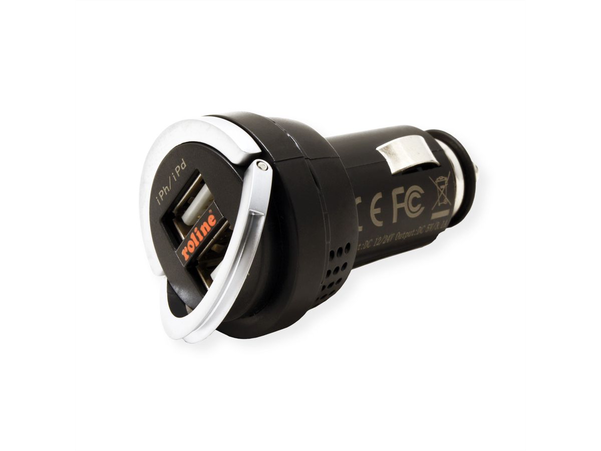 ROLINE USB Charger mit KFZ-Stecker, 2 Port, 15W