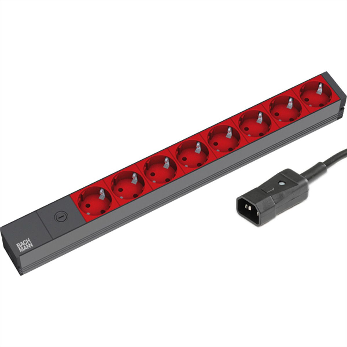 BACHMANN 19" Steckdosenleiste 8-fach 2300W, IEC320 C14 Stecker, schwarz