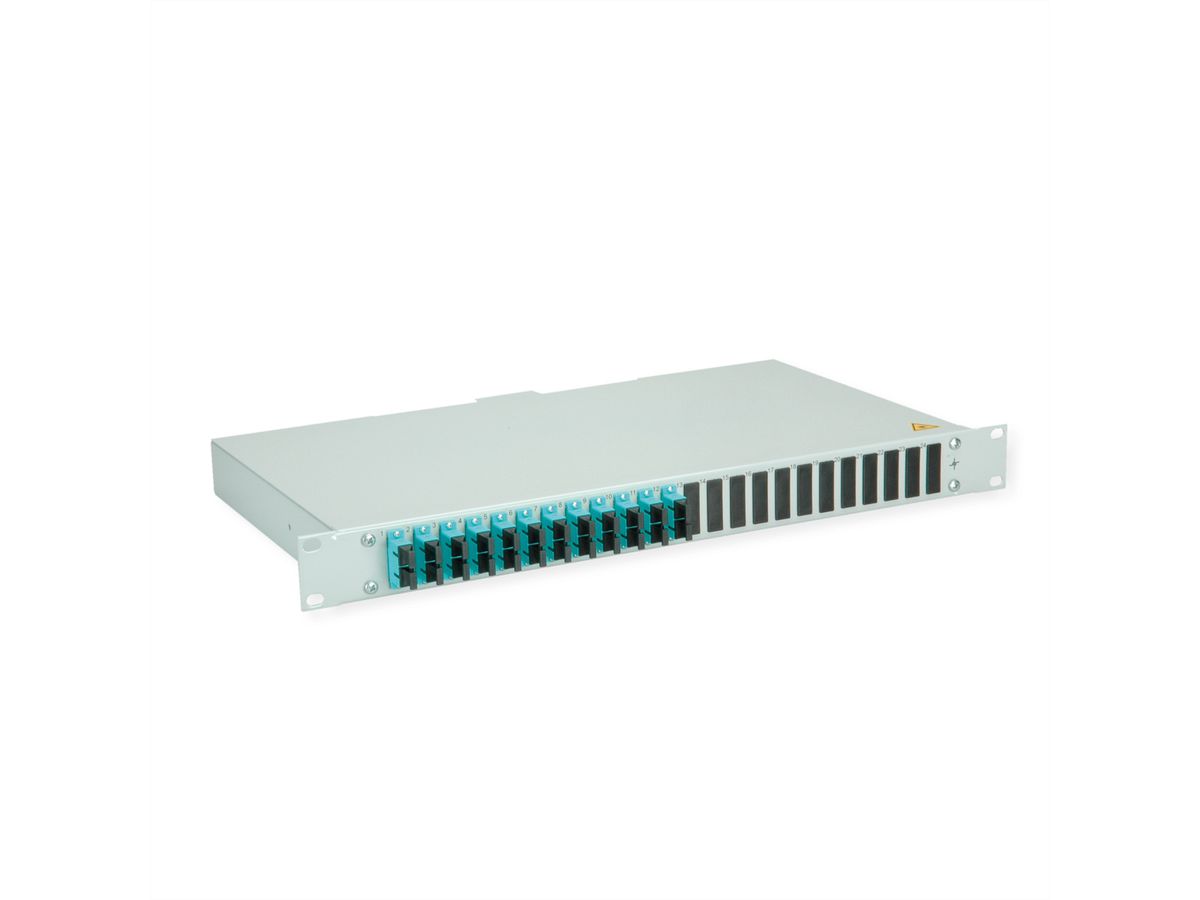 TELEGÄRTNER BASIS eco LWL-Panel mit Kupplungen, 12x SC Duplex, türkis, OM3