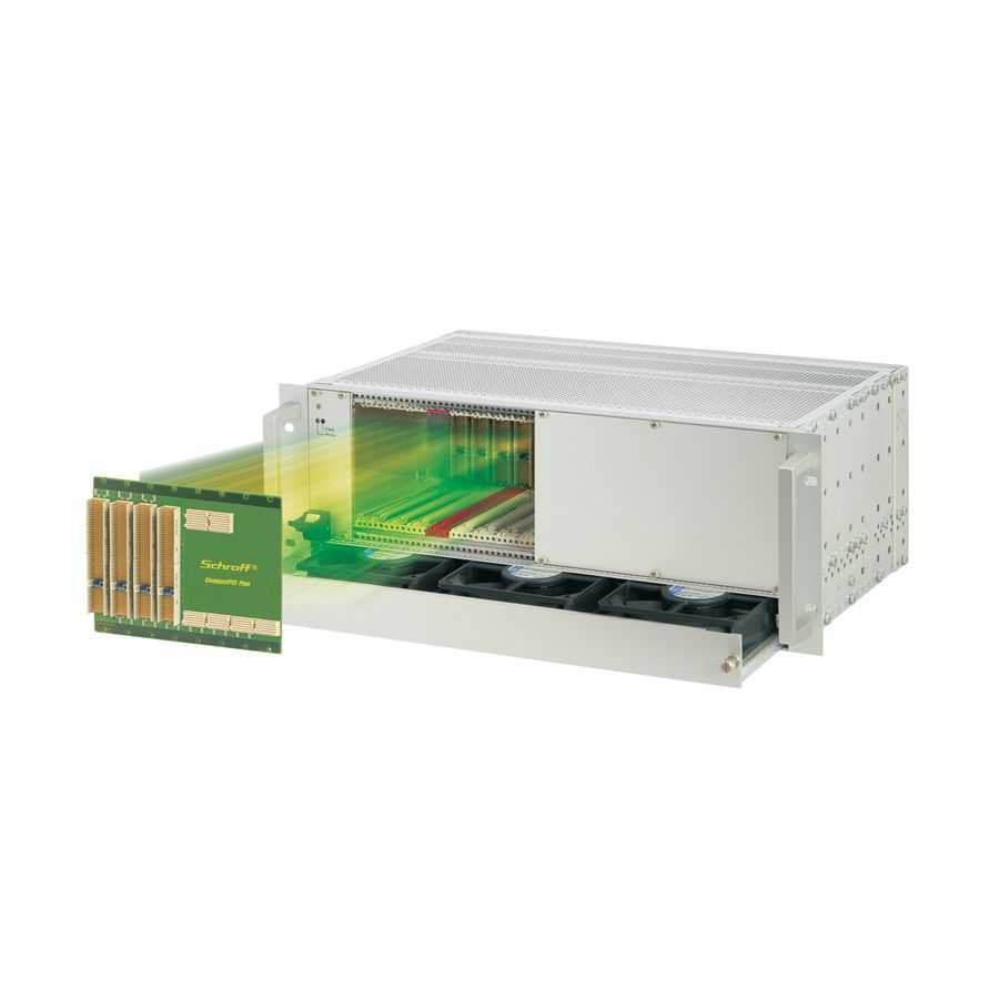SCHROFF 4 HE, 8 Slot, mit Rear I/O, 19"-kompatibles Netzgerät - CPCI PLUSIO 4+4SL 4HE 19"PSU