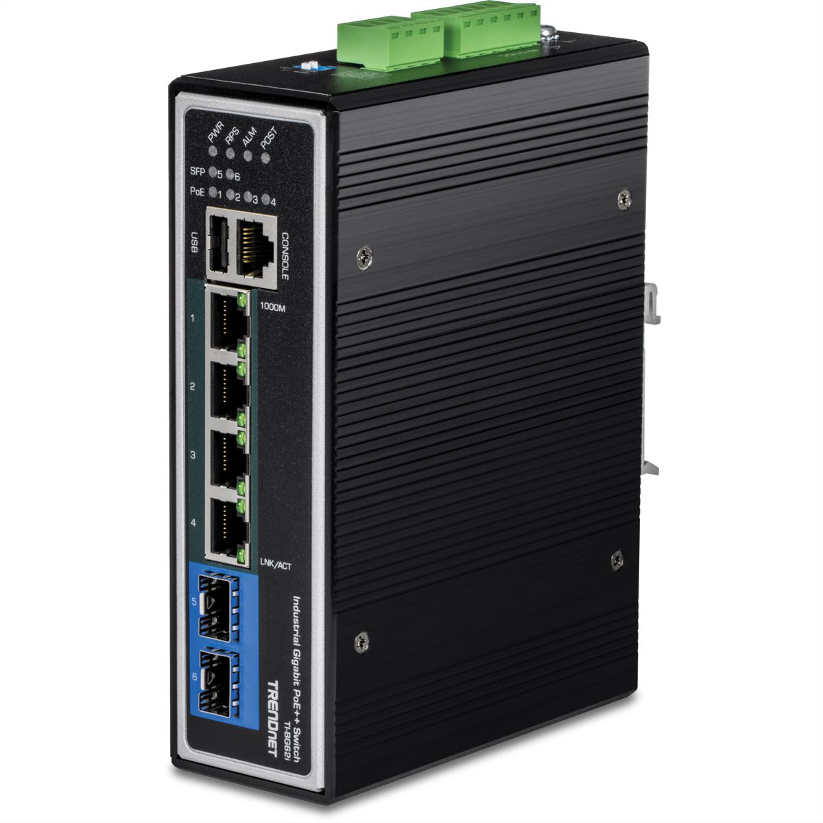 TRENDnet TI-BG62i 6 Port DIN-Rail Switch, Industrial Gigabit L2+ Managed PoE++