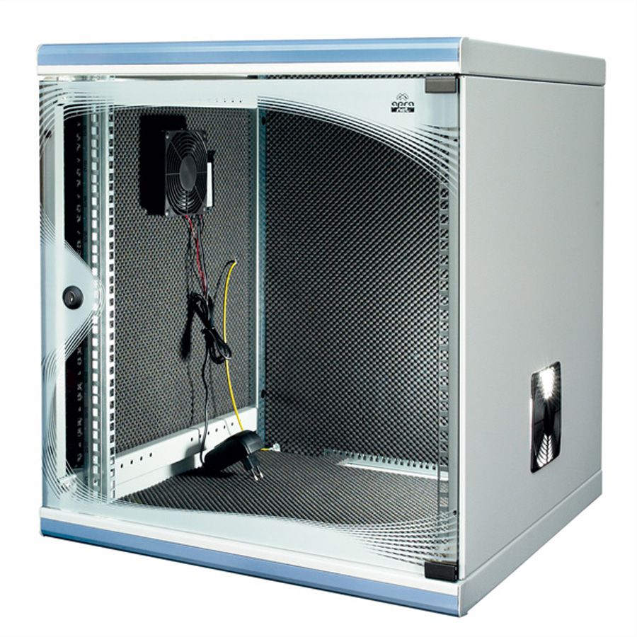 optiRACK "silent" aktiv 12HE, 612x555x600mm, schallgedämmt, Untertisch-Schrank