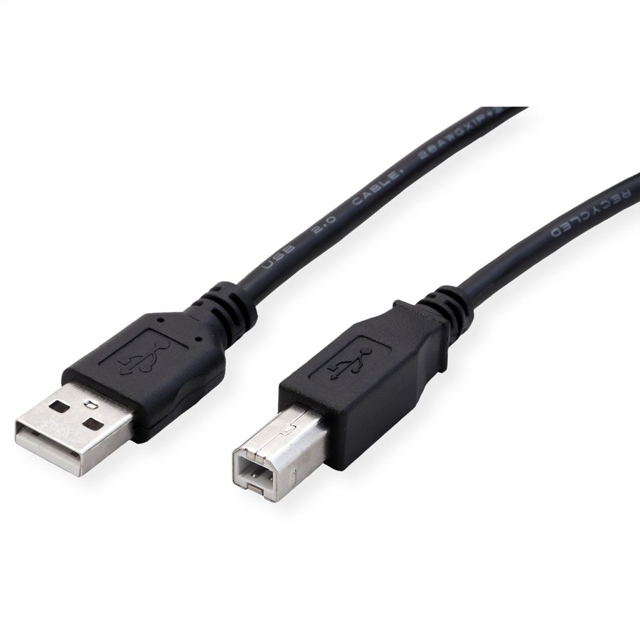 ROLINE RM USB 2.0 Kabel, Typ A-B, schwarz, 1,8 m