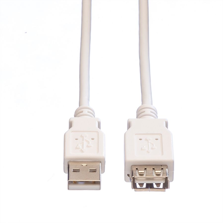 VALUE USB 2.0 Verlängerungskabel, Typ A-A, ST/BU, weiß, 0,8 m