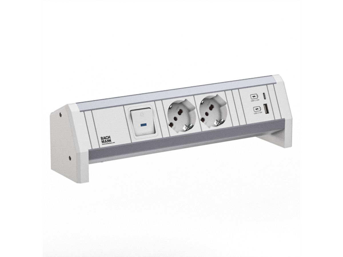 BACHMANN DESK 2xP40 1xUSB A/C 22W 1xSchalter GST18 RAL9010