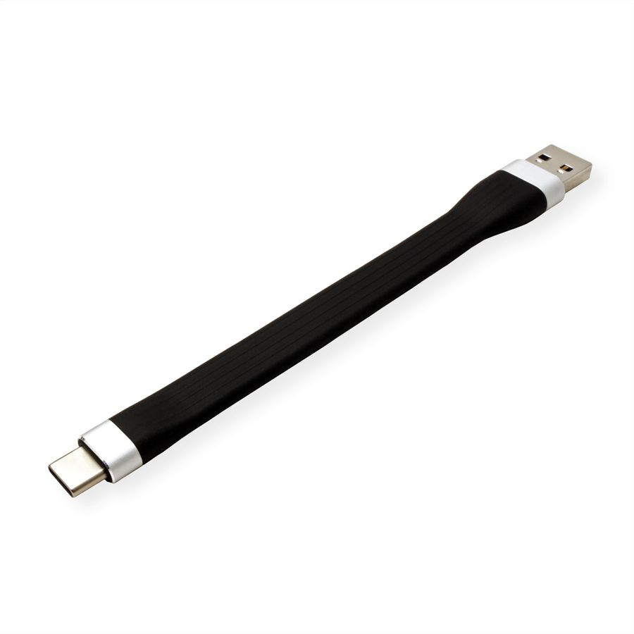 ROLINE USB 3.2 Gen 1 Silikonkabel, USB A-C, ST/ST, schwarz, 11 cm