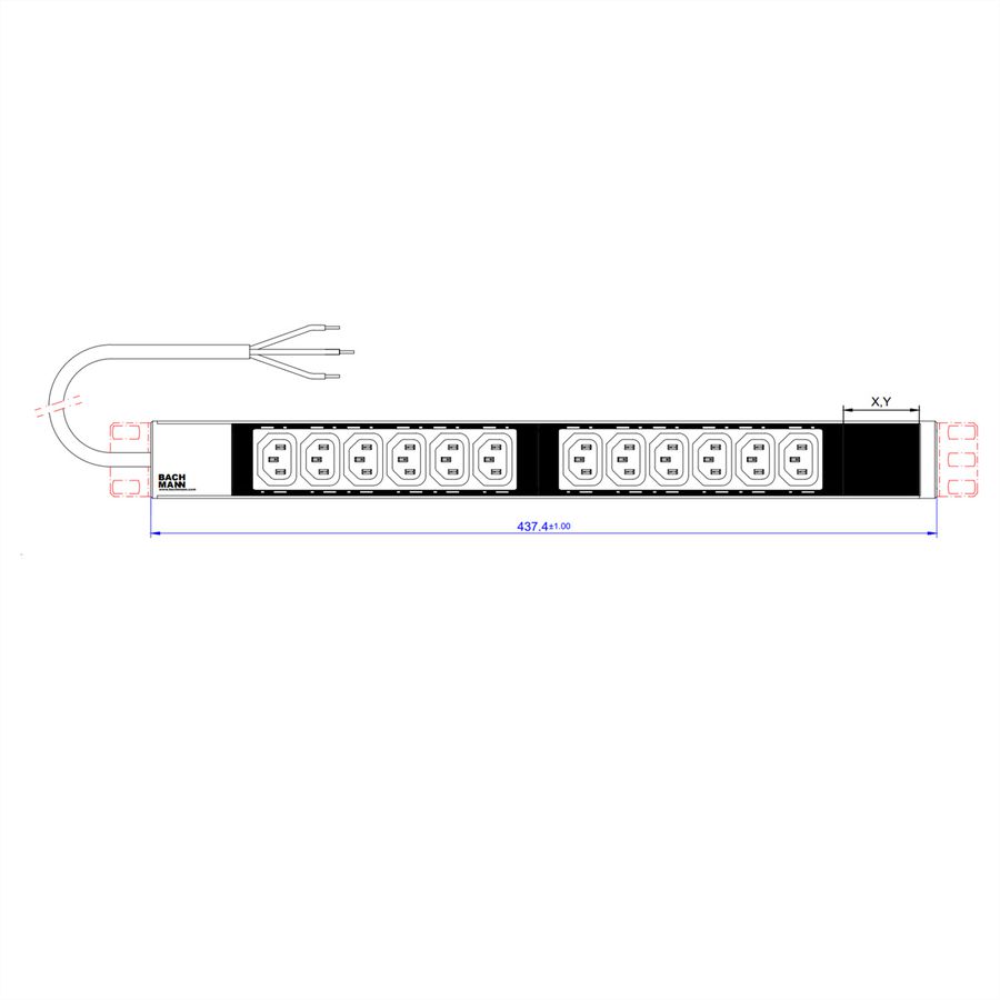 BACHMANN 19" 1HE 12x C13 1x Klemme