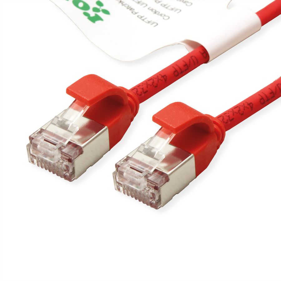 ROLINE GREEN U/FTP Patchkabel Cat.6A (Class EA), LSOH, slim, rot, 3 m