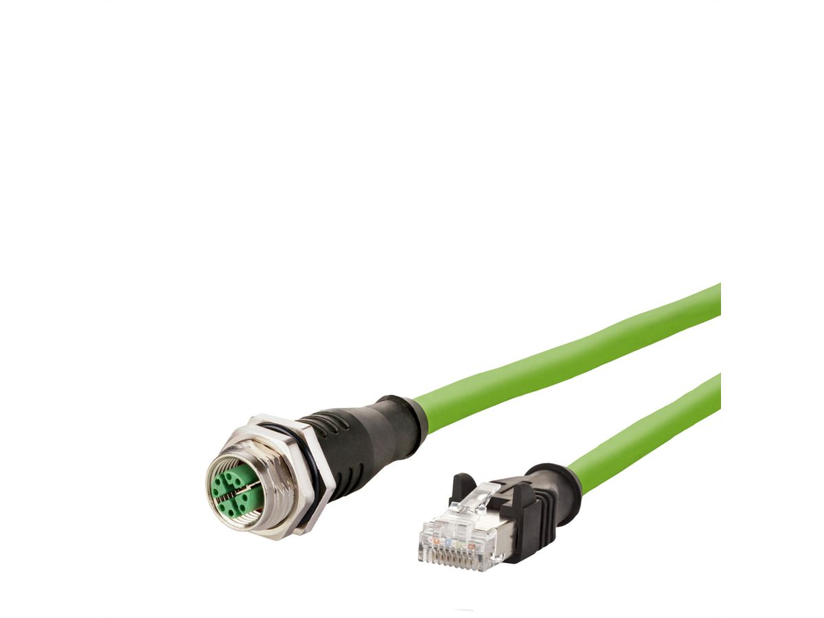 METZ CONNECT Verbindungsleitung M12 BU-RJ45 ST, 8-pol X-kodiert, gerade-gerade, 1 m