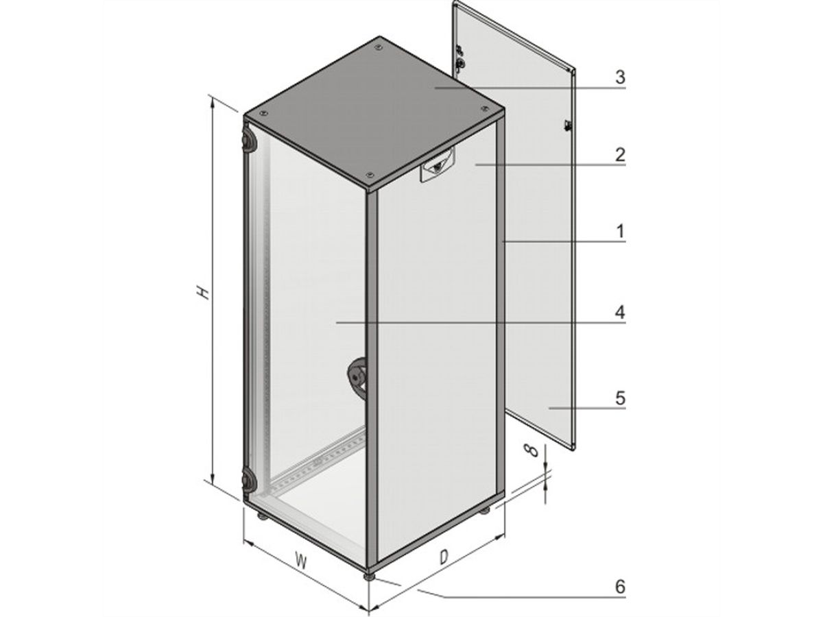 SCHROFF 19"-Schrank, mit Rauchglastür und Rückwand - NOVASTAR 12HE 553B 600T 7021