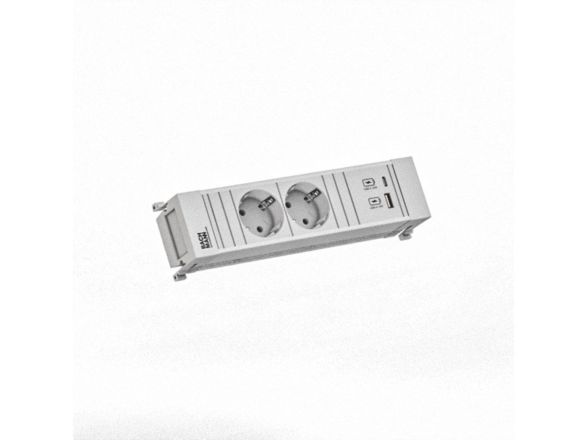 BACHMANN POWER FRAME 2xCEE7/3 1xUSB A/C 22W 0,2m GST18