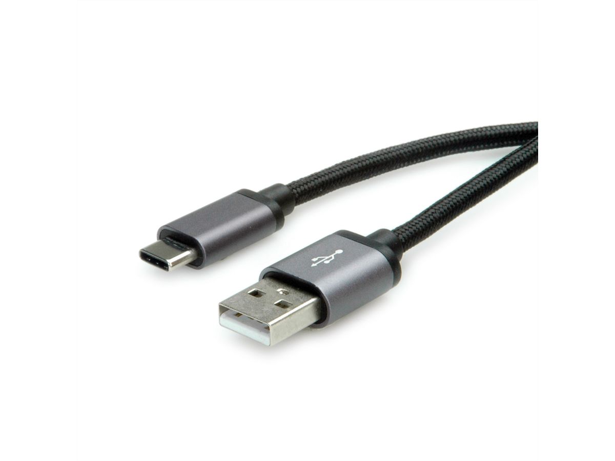 ROLINE USB 2.0 Kabel, Typ C - Typ A, ST/ST, schwarz, 1,8 m