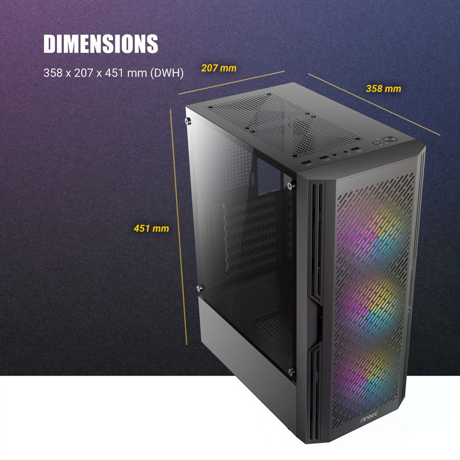 ANTEC AX20 PC Gehäuse Midi Tower Gaming Black ATX, schwarz