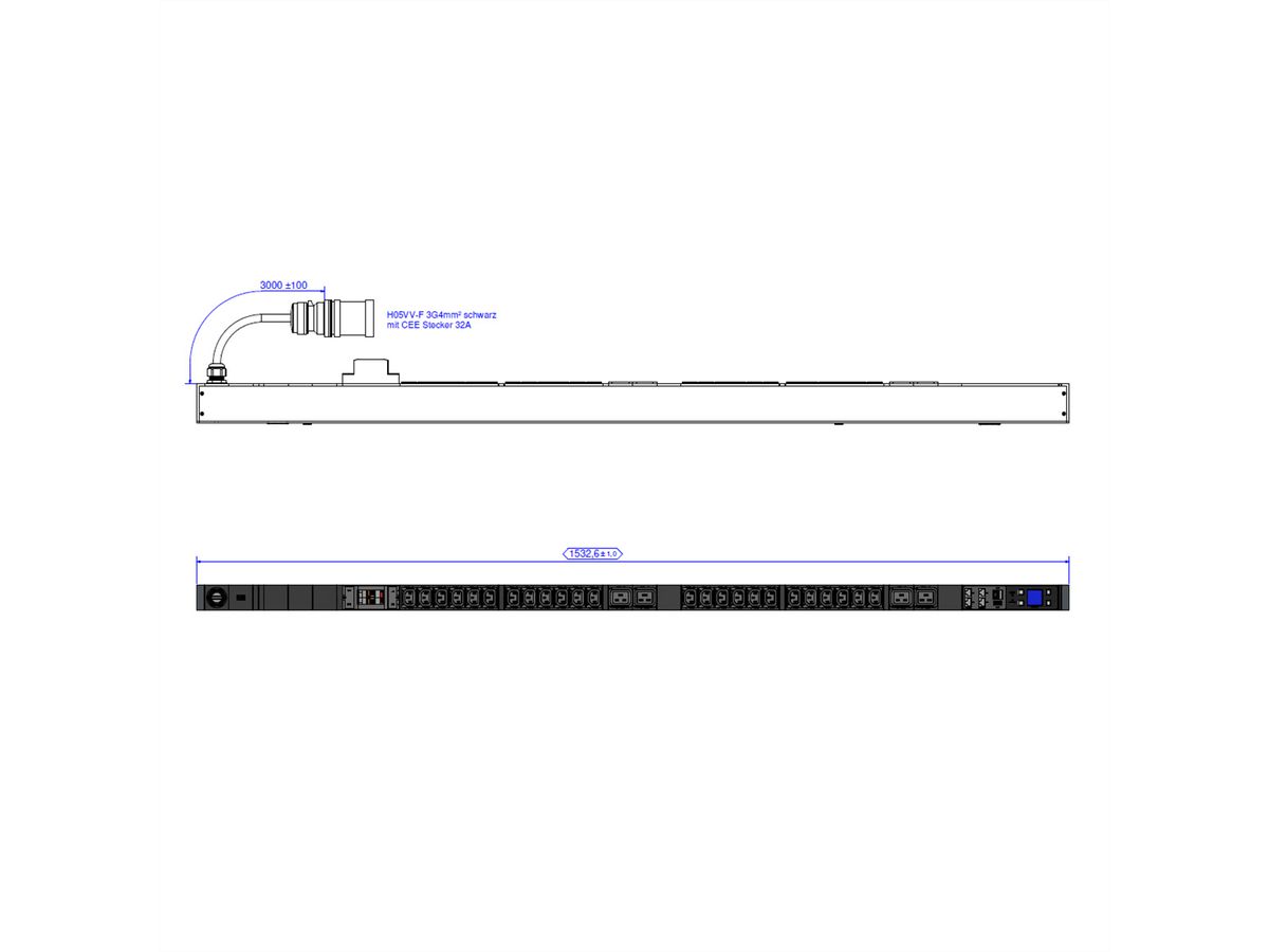 BACHMANN BN7500 24xC13 4xC19 2xLS C16A, Mess.p.Ph. 3G4 CEE32A Lan Schalt.p.D.