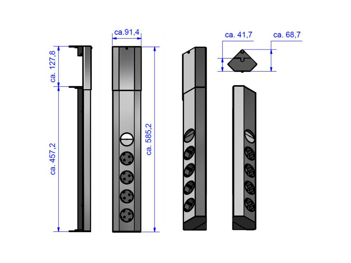 BACHMANN CASIA 4x Schutzkontakt, Schalter, Edelstahl