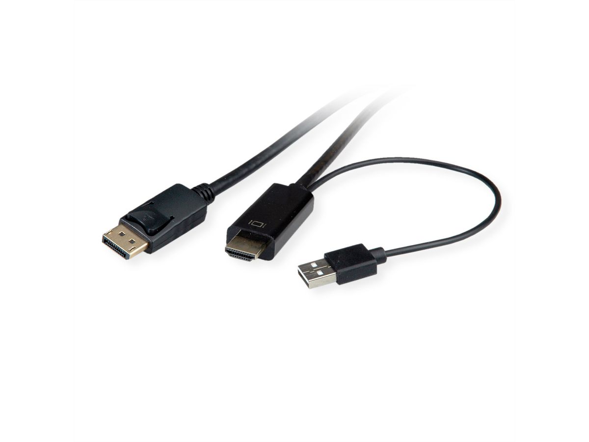 ROLINE HDMI-Kabel UltraHDTV - DisplayPort, ST/ST, schwarz, 3 m