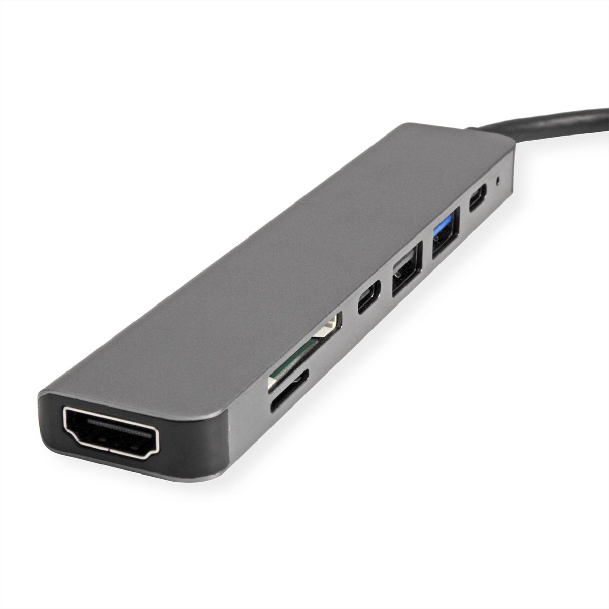 VALUE USB Typ C Dockingstation, HDMI 4K60, 2x USB2.0 (A+C) + 1x USB3.2 Gen1 (A), 1x PD, 1x SD/TF