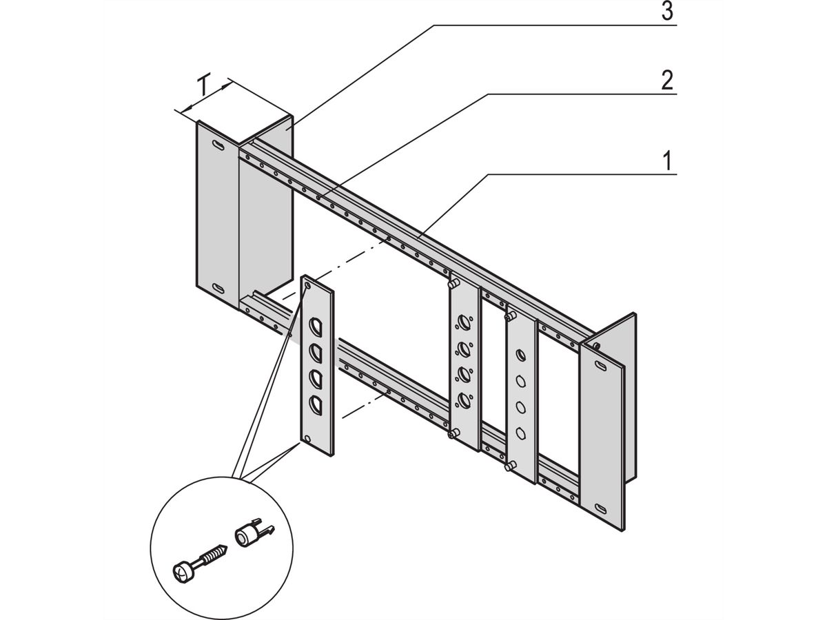 SCHROFF 19"-Modulträger ohne Zugentlastung - 19" MODULTRAEGER 3HE 40T