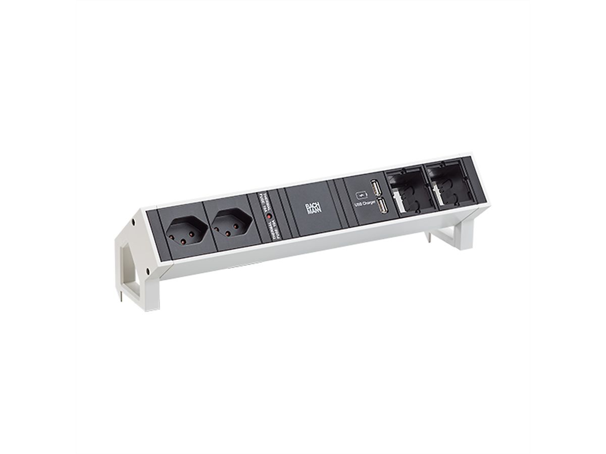 BACHMANN DESK2 2xT13 USB Charger 2xCM, Strom 0,2m GST18 Weiß Schweiz