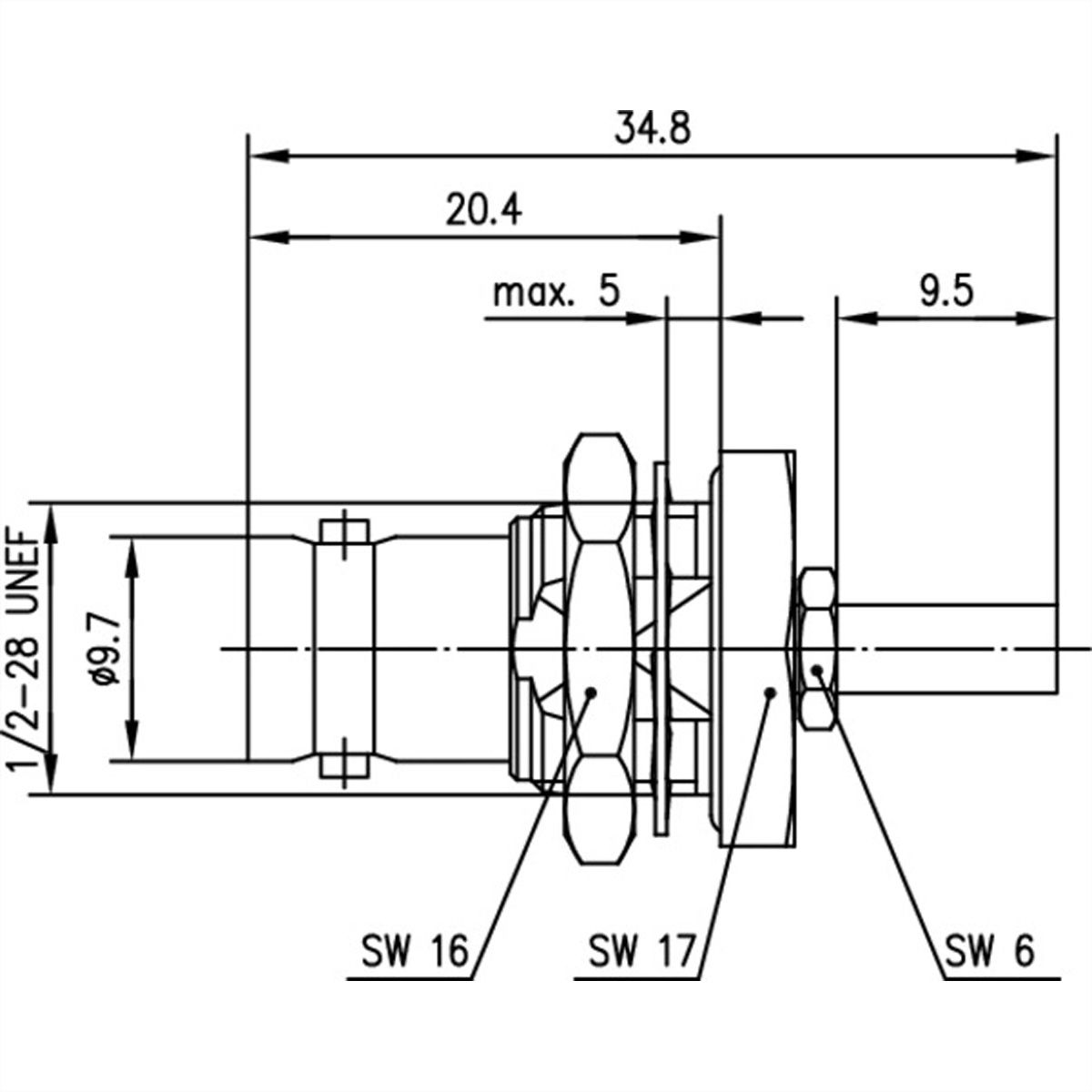 TELEGÄRTNER BNC-Kabeleinbaubuchse 50 Ohm, für RG-316/U crimp
