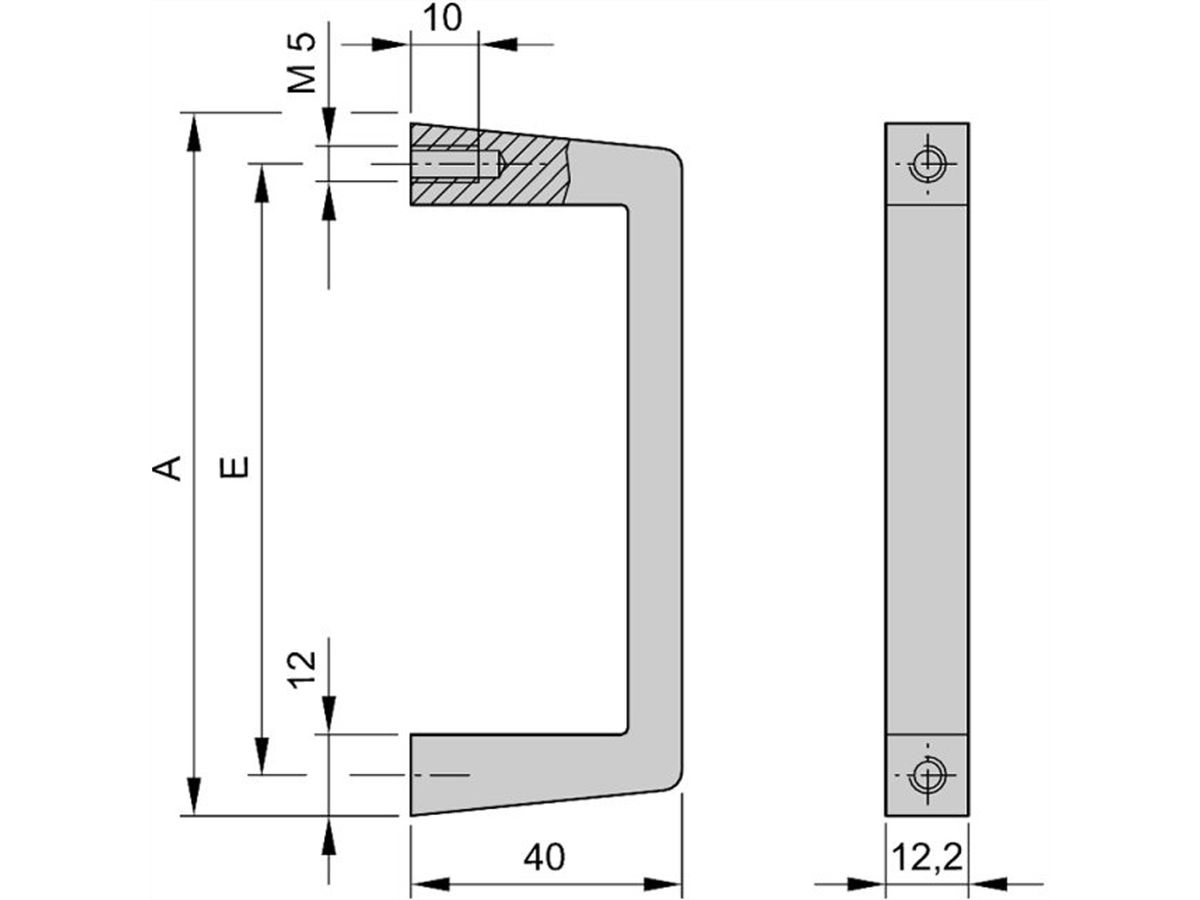 SCHROFF Frontgriff, einteilig - FRONTGRIFF ALU 5HE ELOXIERT