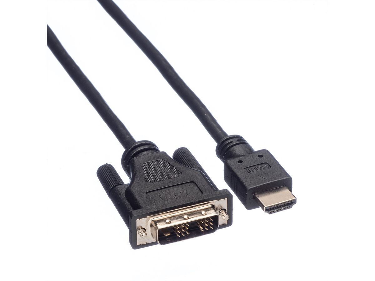 ROLINE Kabel DVI (18+1) ST - HDMI ST, schwarz, 1 m