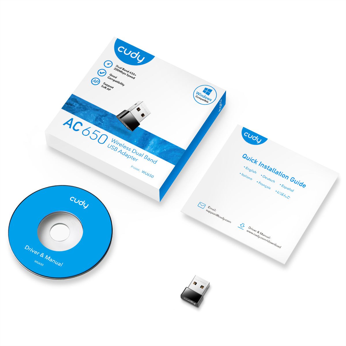 CUDY WU650 AC650 Wi-Fi Mini USB Adapter