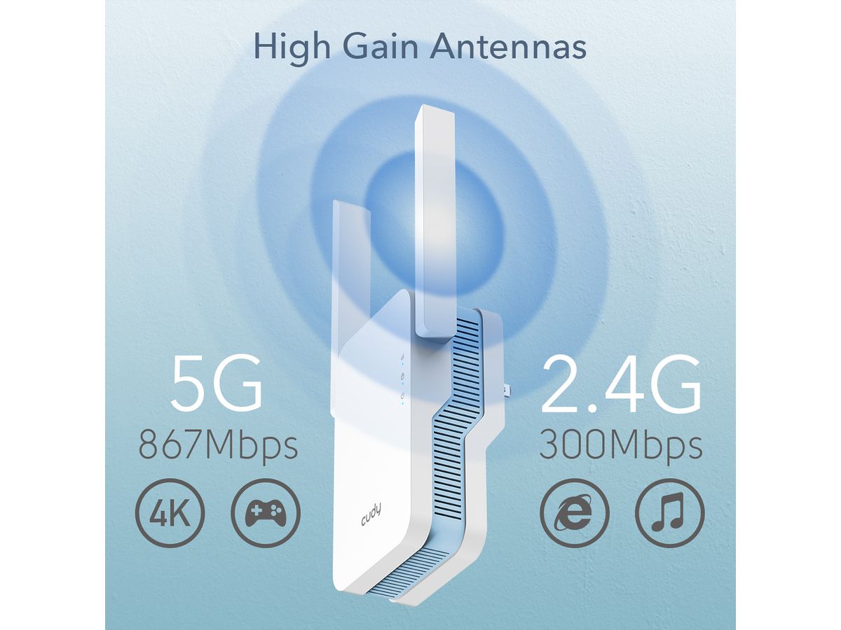 CUDY RE1200 AC1200 Wi-Fi Mesh Repeater