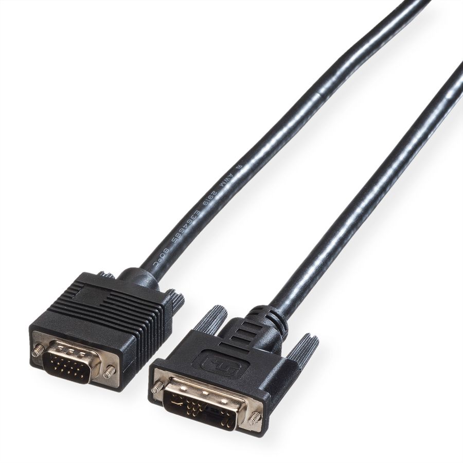 ROLINE DVI-VGA-Kabel, DVI (12+5) ST - HD15 ST, 5 m