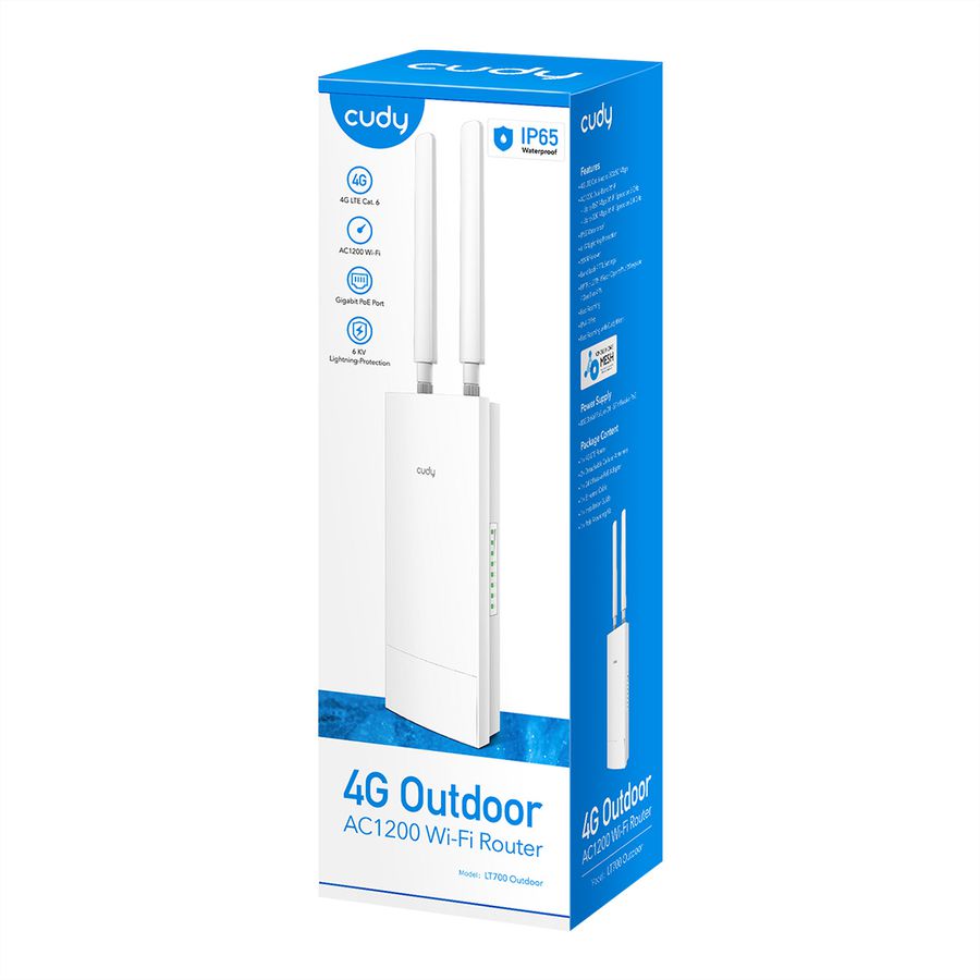 CUDY LT700 Outdoor 4G LTE Cat6 Router AC1200 Wi-Fi Gigabit