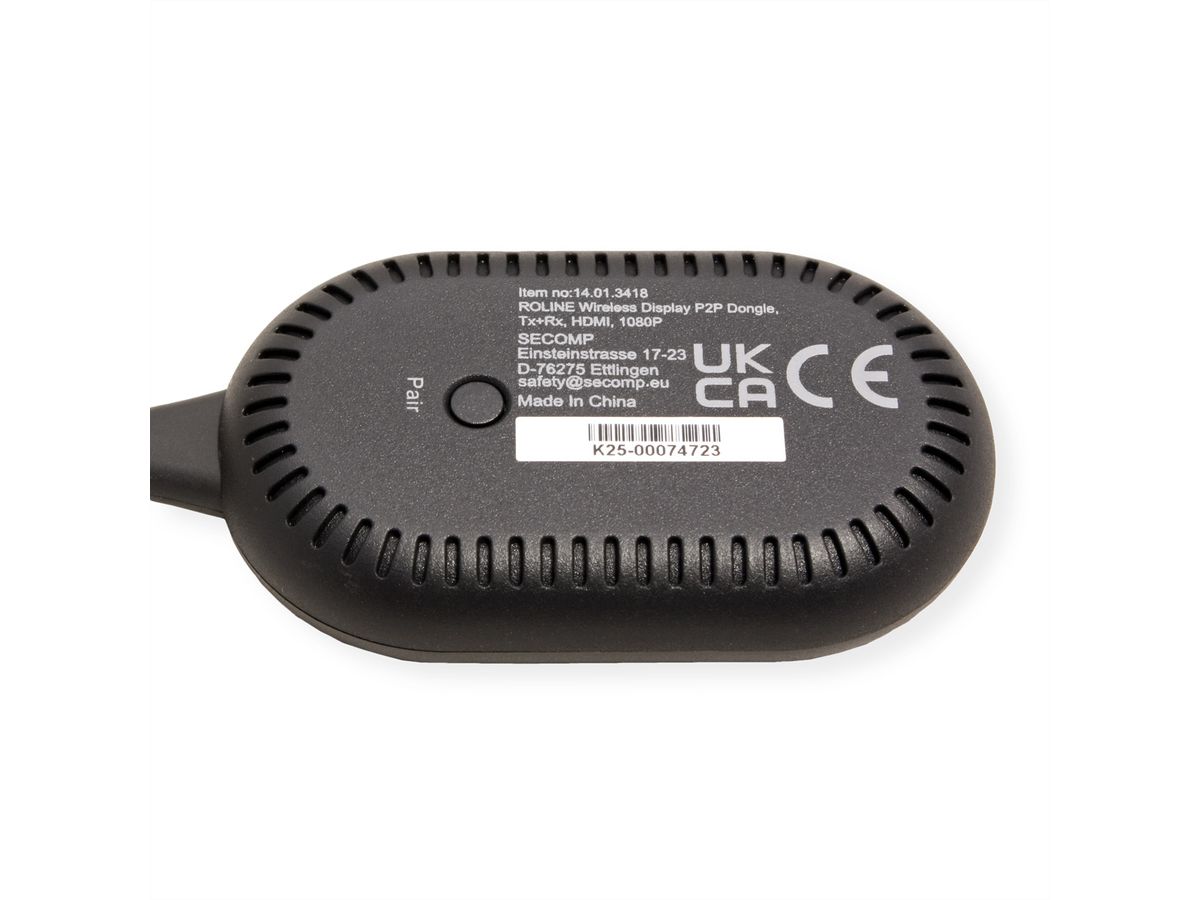 ROLINE Drahtloses P2P-Anzeige-Dongle-Set, Tx+Rx, HDMI, 1080p, 20 m