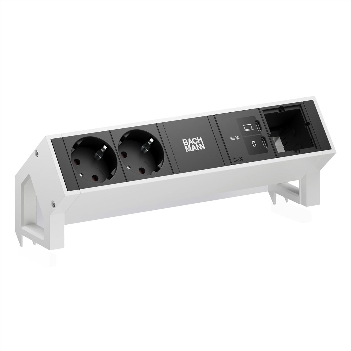 BACHMANN DESK2 2xCEE7/3 1xUSB C/C 65W, 1xCM L=0,2m RAL9010