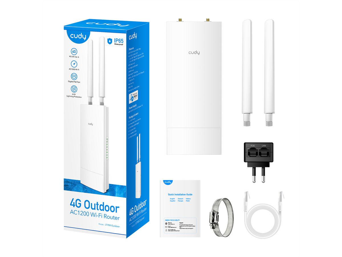 CUDY LT700 Outdoor 4G LTE Cat6 Router AC1200 Wi-Fi Gigabit