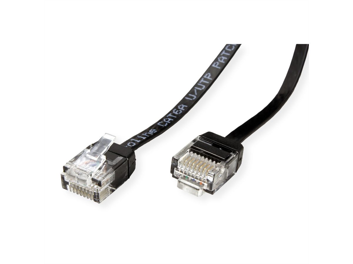 ROLINE UTP Patchkabel Kat.6A (Class EA), extra-flach, schwarz, 0,5 m