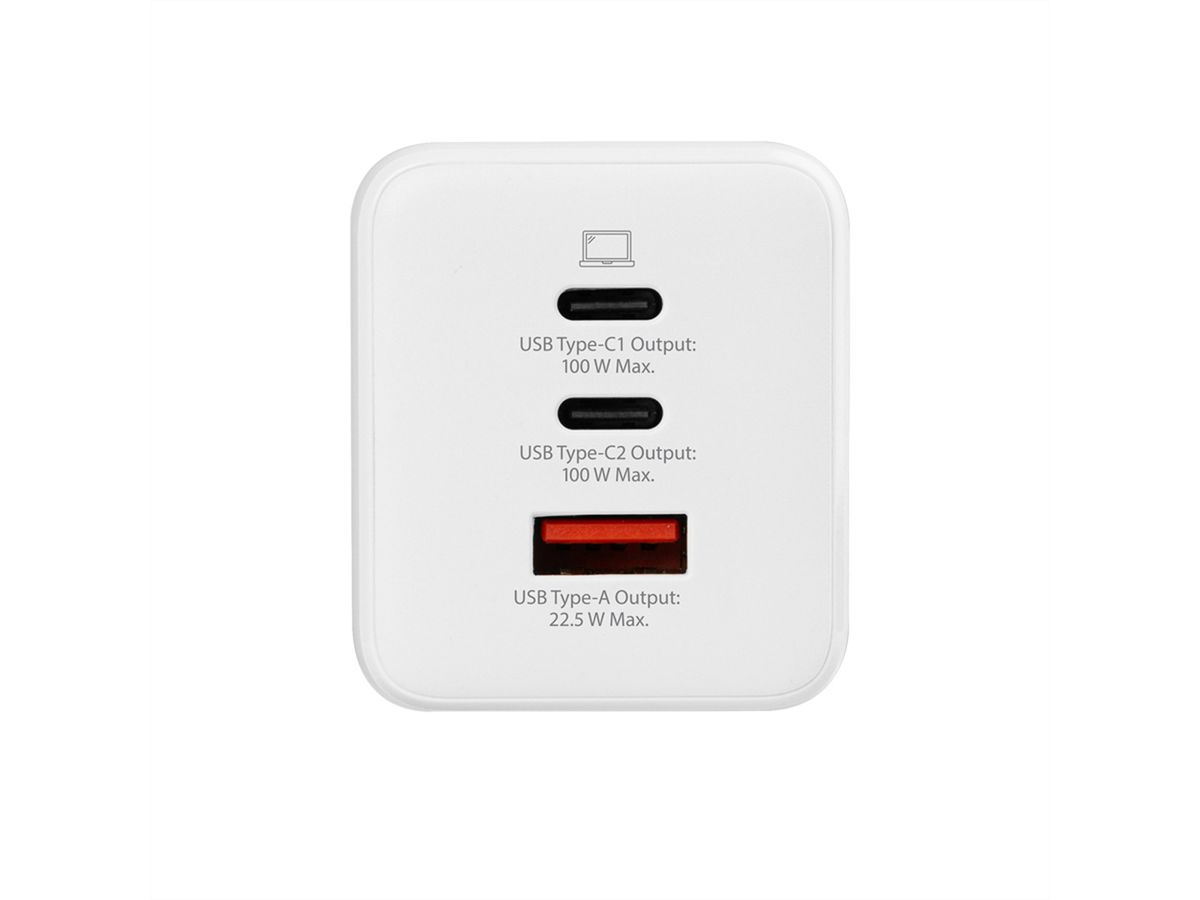 SKROSS Power Charger Combo+, 2x USB-C, 1x USB-A, GaN, 100W