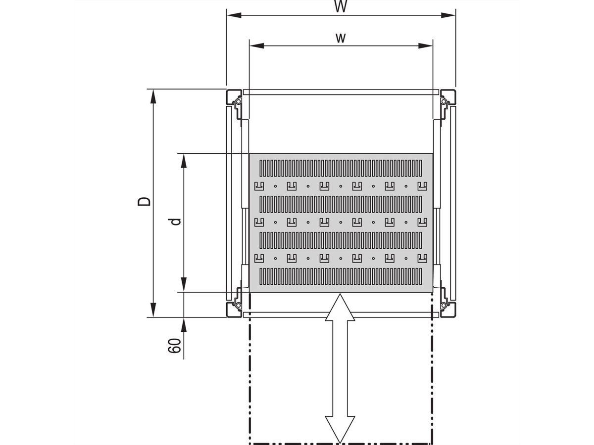 SCHROFF Fachboden ausziehbar (Universal eurorack) - FACHB.UNI.TELE.600B500T 7021