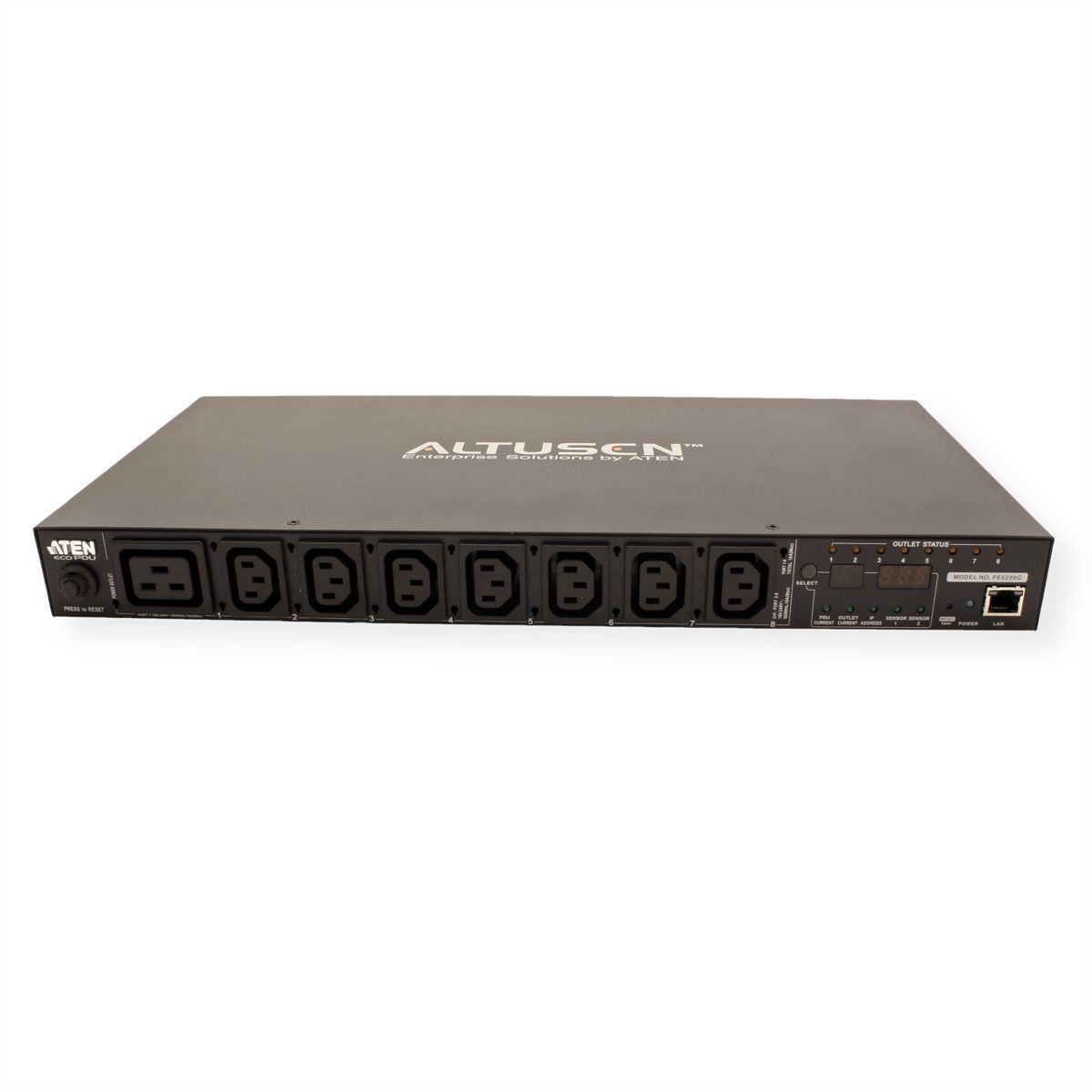ATEN  PE6208G IP-Fernschaltsteckdose, 8 Port, 1HE, 7xC13, 1x C19 , 16A, Energiemessung