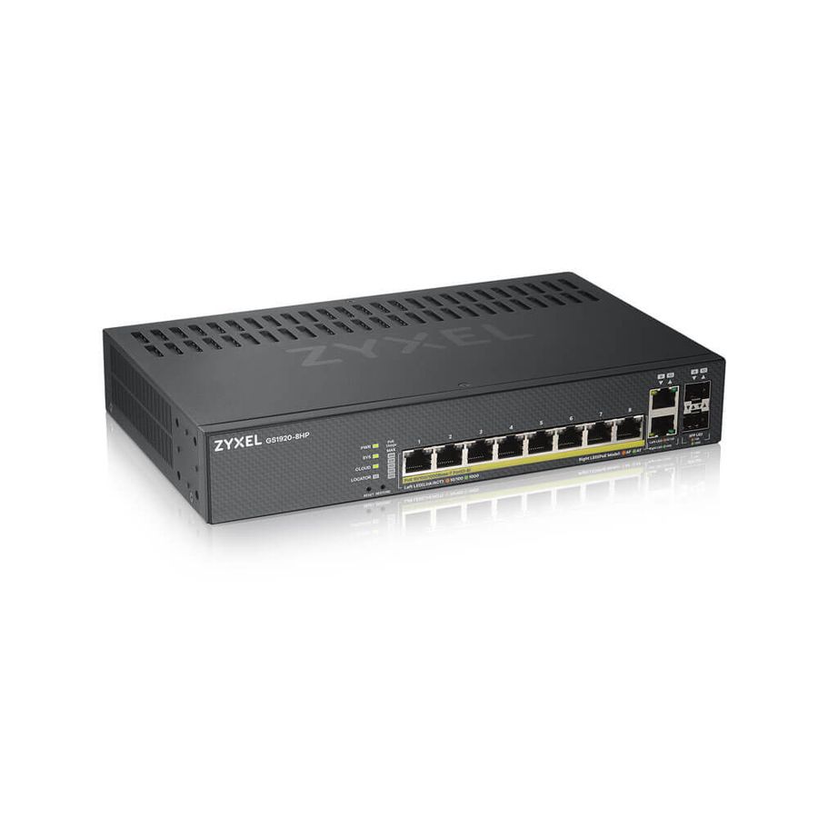 Zyxel GS1920-8HPV2 Managed Gigabit Ethernet (10/100/1000) Schwarz Power over Ethernet (PoE)