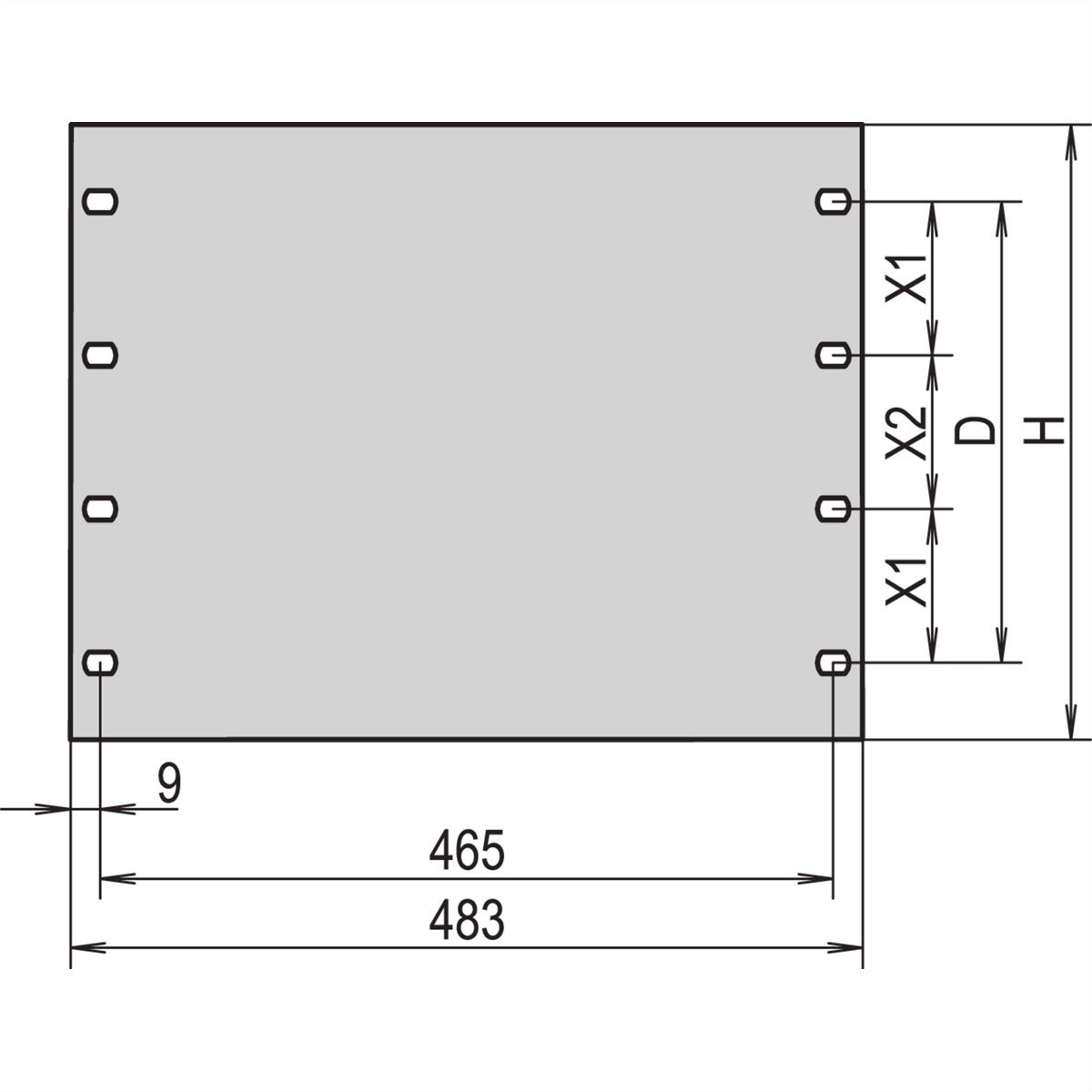 SCHROFF 19"-Blindblende 2 HE RAL 7021 schwarzgrau