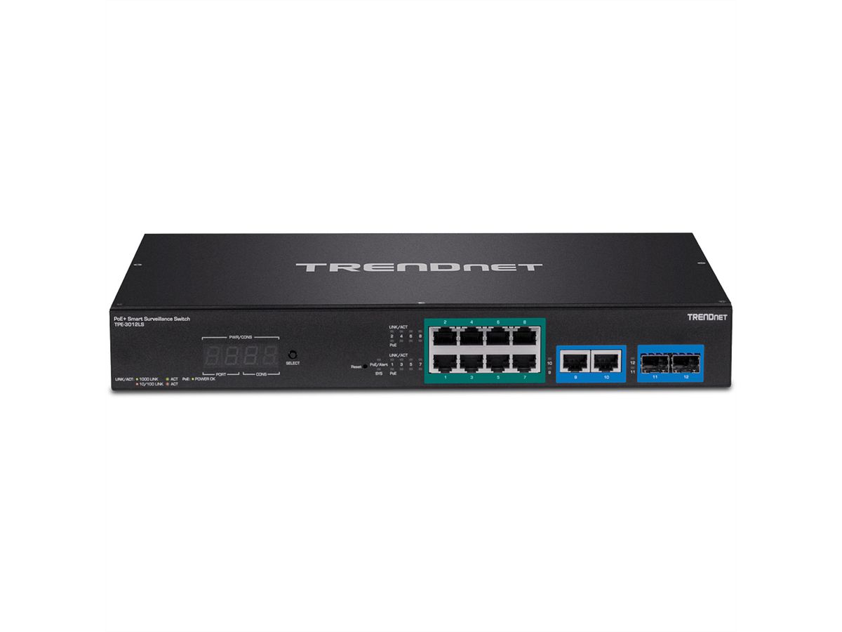 TRENDnet TPE-3012LS 12-Port Gigabit PoE+ Smart Surveillance Switch