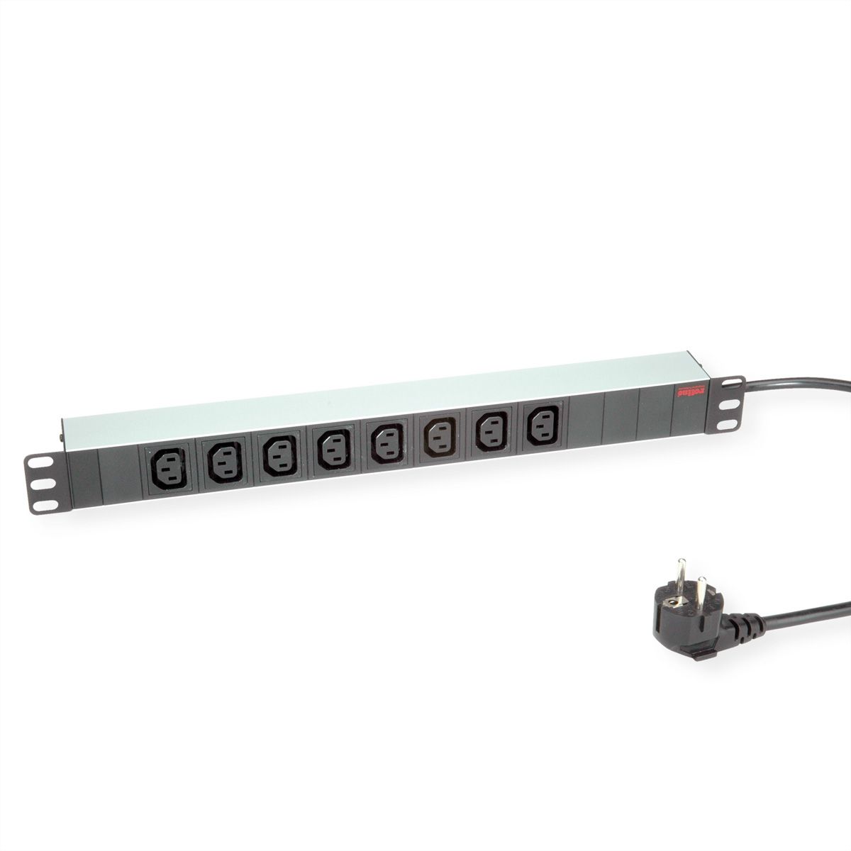 ROLINE 19-Zoll-Steckdosenleiste 8fach C13, Schutzkontakt-Stecker, silberfarben, 2 m