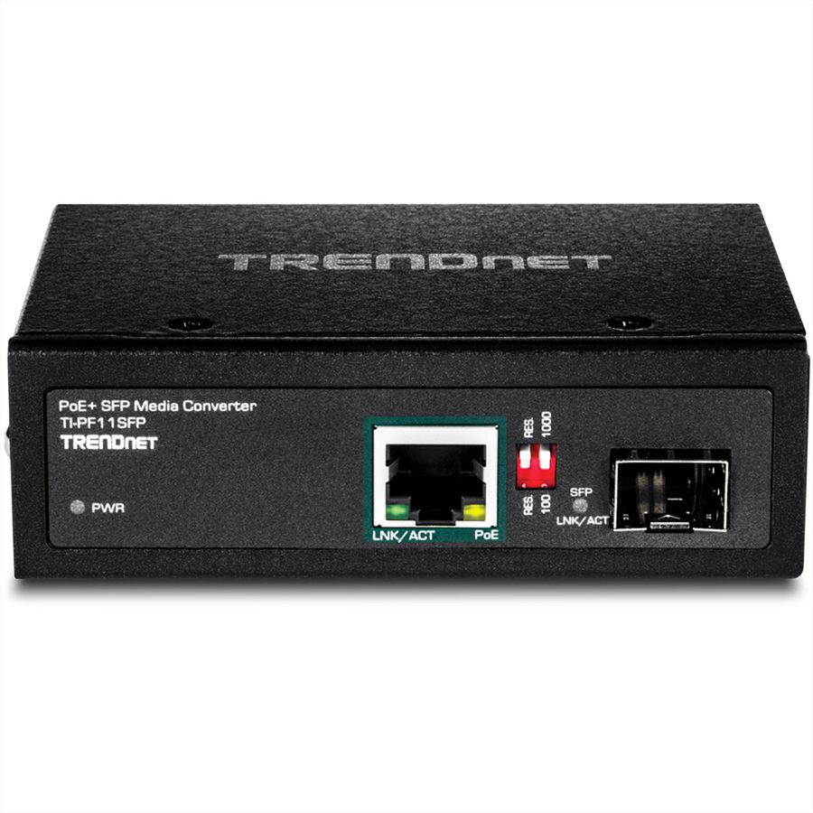 TRENDnet TI-PF11SFP Media Converter Industrial SFP to Gigabit PoE+