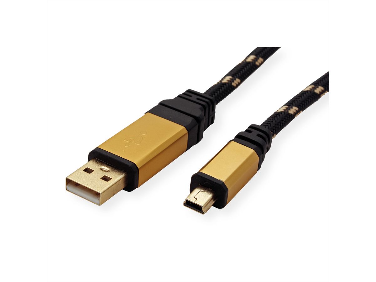 ROLINE GOLD USB 2.0 Kabel, Typ A - 5-Pin Mini, 3 m