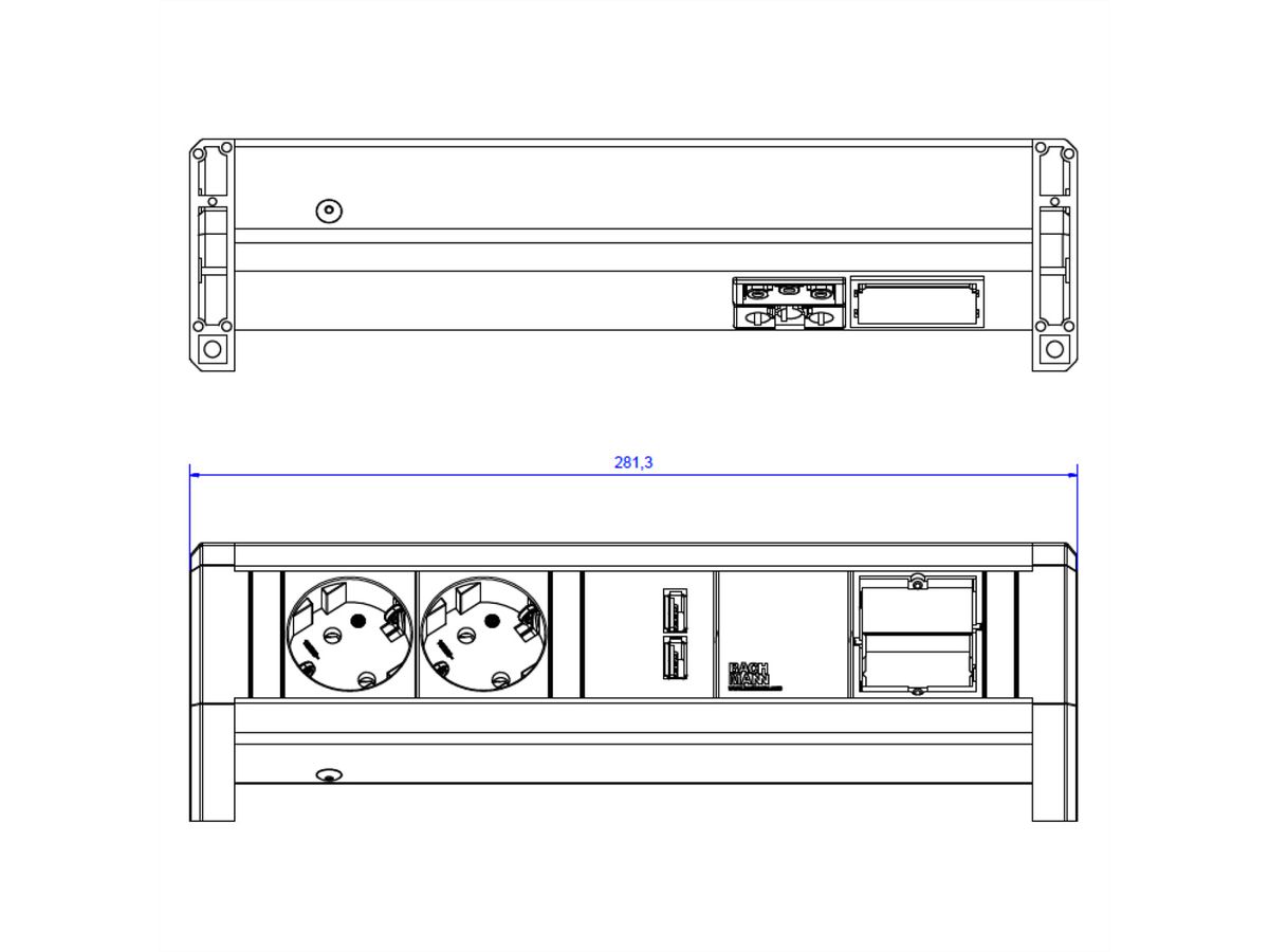 BACHMANN DESK 2x Schutzkontakt 1x USB Charger 1x ABD