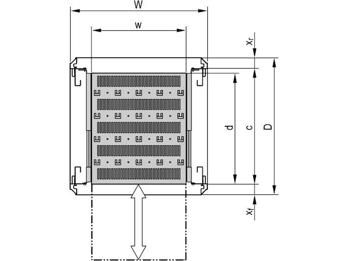 SCHROFF VARISTAR 19"-Fachboden, ausziehb., 30kg Tragl., mit Teleskopschienen